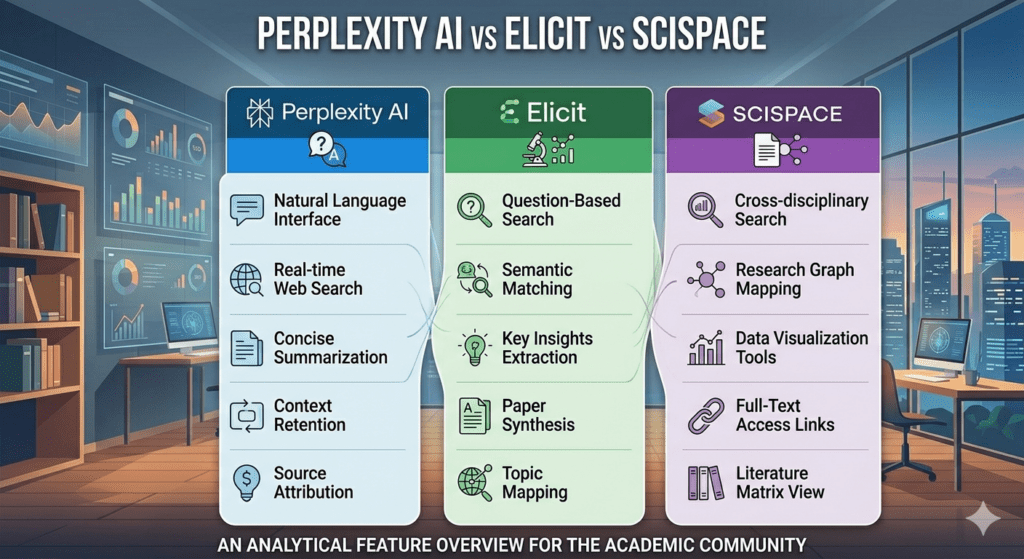 comparatif Perplexity Elicit SciSpace